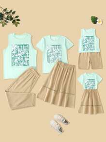 SHEIN 女小童1入組素色蕾絲花邊半身裙 - 卡其色 - 查看 3