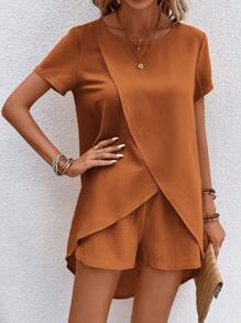 EMERY ROSE Bộ đồ hai mảnh nữ Trọn gói màu trơn Giải trí - gừng - Xem 6