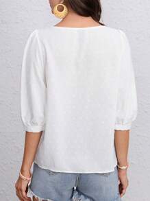 EMERY ROSE Áo sơ mi nữ màu trơn Giải trí - trắng - Xem 2