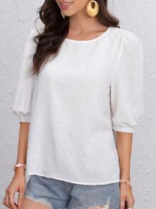 EMERY ROSE Áo sơ mi nữ màu trơn Giải trí - trắng - Xem 3