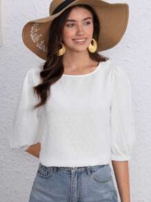 EMERY ROSE Áo sơ mi nữ màu trơn Giải trí - trắng - Xem 4