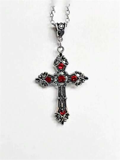Goth 1pc Fashion Zinc Alloy Cross Charm Necklace For Women For Daily Decoration