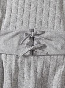 SHEIN Tween Girl Drop Shoulder Dress Lace Up Corset - Grey - View 5