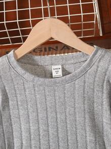 SHEIN Tween Girl Drop Shoulder Dress Lace Up Corset - Grey - View 6