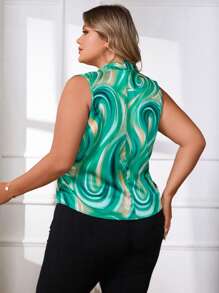 SHEIN Privé 大碼滿版印花無袖襯衫 - 彩色 - 查看 2