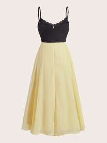 SHEINNeu Two Tone Lace Trim Cami Dress - Multicolor - View 2