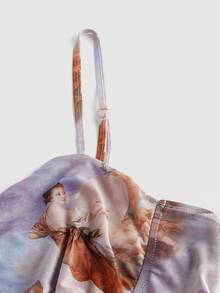 SHEIN MOD Top de tirantes con estampado de figura fruncido