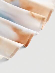 SHEIN MOD 大碼紮染肩上打結荷葉邊吊帶連衣裙 - 彩色 - 查看 4