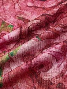 SHEINNeu Floral Print Lace Up Front Drawstring Side Bodycon Dress - Multicolor - View 4