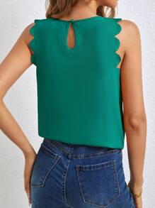 SHEIN LUNE 珍珠串珠貝殼邊襯衫 - 綠色 - 查看 2