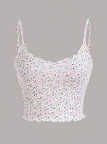 SHEIN EZwear 小碎花木耳邊吊帶上衣 - 彩色 - 查看 1