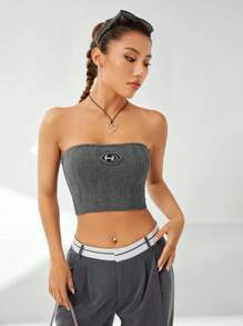 Muchica Áo dệt kim nữ Lá thư Giải trí - Xám - Xem 4