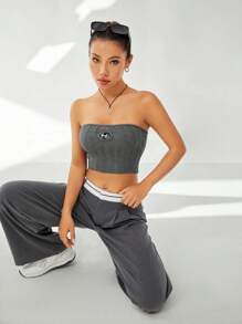 Muchica Áo dệt kim nữ Lá thư Giải trí - Xám - Xem 6