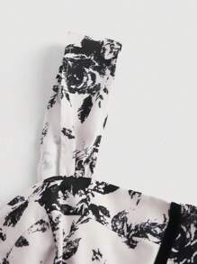 SHEIN MOD 大碼印花緊身上衣短款寬背帶上衣 - 彩色 - 查看 3