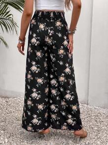 SHEIN Quần dành cho Bà bầu Hoa Tất cả trên in Boho - màu đen - Xem 2