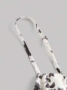 SHEIN MOD Đầm Plus Size Dải chun Chia Thắt nơ trước Nếp gấp Phần Ngực Hoa Tất cả trên in Giải trí - Nhiều màu - Xem 3