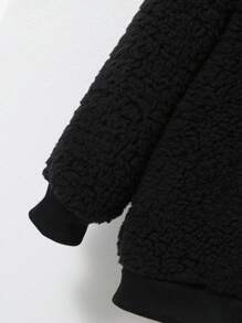 SHEIN Chàng trai trẻ áo có mũ Giải trí Thoải mái Lỏng lẻo phù hợp Áo nỉ - màu đen - Xem 5