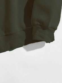 SHEIN EZwear Plus Mushroom Print Sweatshirt - Army Green - View 3