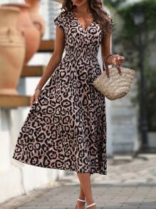 SHEIN VCAY Đầm Trọn gói Dải chun In hoa Báo Giải trí - Nhiều màu - Xem 4