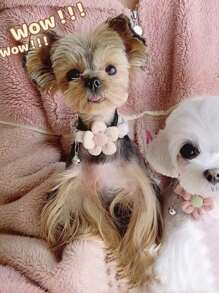 1pc Floral Decor Bell Pendant Random Pet Collar - Multicolor - View 1