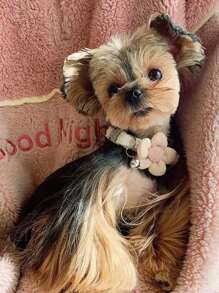 1pc Floral Decor Bell Pendant Random Pet Collar - Multicolor - View 2