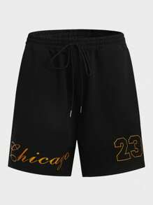 Manfinity Campus Court Men Plus Letter Graphic Tee & Shorts - Black - View 4