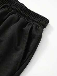 Manfinity Campus Court Men Plus Letter Graphic Tee & Shorts - Black - View 5