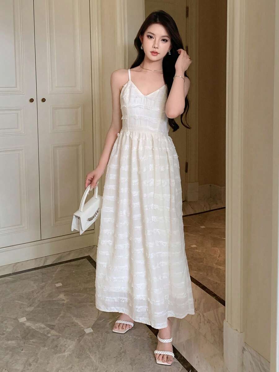 DAZY Váy Cami Trơn Váy Dạ Hội - Màu be - Xem 1