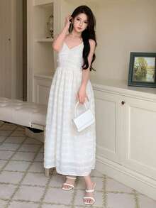 DAZY Váy Cami Trơn Váy Dạ Hội - Màu be - Xem 4