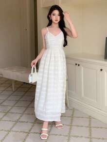 DAZY Váy Cami Trơn Váy Dạ Hội - Màu be - Xem 5