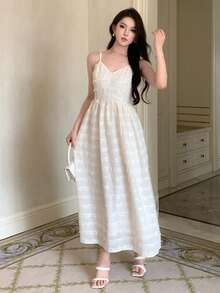 DAZY Váy Cami Trơn Váy Dạ Hội - Màu be - Xem 6