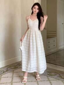 DAZY Váy Cami Trơn Váy Dạ Hội - Màu be - Xem 7
