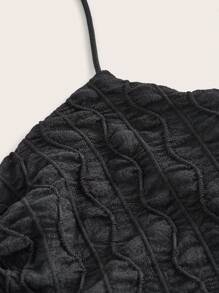 SHEIN ICON Lace Up Backless Hanky Hem Mesh Cami Top - Dark Grey - View 4