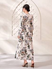 Mulvari Floral Print Flare Sleeve Dress Maxi Women Outfit Fall Cloth For Women