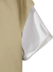 Aesthetic Post 男士字母圖案抽繩連帽背心上衣和短褲不帶T恤 - 卡其色 - 查看 4