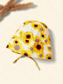SHEIN 1入組女嬰向日葵圖案時尚帽適用於日常生活