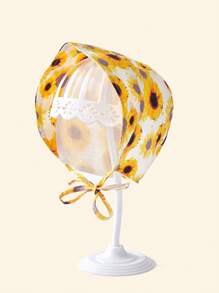 SHEIN 1入組女嬰向日葵圖案時尚帽適用於日常生活