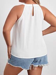 SHEIN Clasi Áo sơ mi Plus Size Nút Bộ lạc Boho - trắng - Xem 3