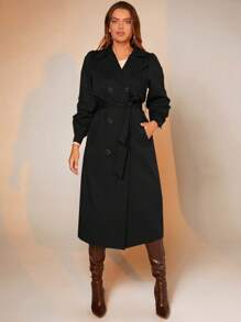 BizChic 雙排釦腰帶風衣外套工作服 - 黑色 - 查看 1