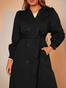 BizChic 雙排釦腰帶風衣外套工作服 - 黑色 - 查看 4