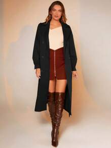 BizChic 雙排釦腰帶風衣外套工作服 - 黑色 - 查看 5