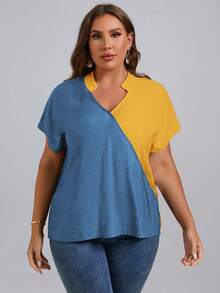 SHEIN Clasi Áo sơ mi Plus Size Khối Màu Giải trí - Nhiều màu - Xem 4