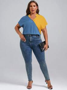 SHEIN Clasi Áo sơ mi Plus Size Khối Màu Giải trí - Nhiều màu - Xem 5