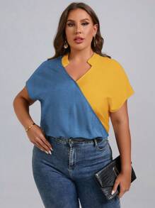 SHEIN Clasi Áo sơ mi Plus Size Khối Màu Giải trí - Nhiều màu - Xem 1