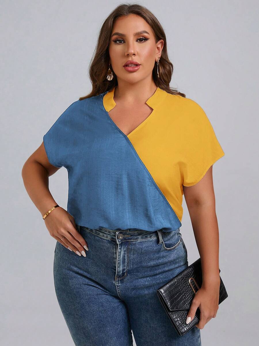SHEIN Clasi Áo sơ mi Plus Size Khối Màu Giải trí - Nhiều màu - Xem 1