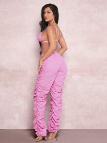 SHEIN SXY monocolore Top corto bretelle sottile & plissettato Pantaloni