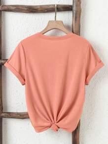 SHEIN LUNE 骷髏手掌圖案T恤 - 珊瑚粉 - 查看 2