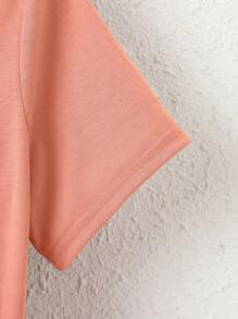 SHEIN LUNE 骷髏手掌圖案T恤 - 珊瑚粉 - 查看 3