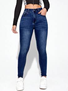 Jeanoix Túi nghiêng Quần jean ôm - Rửa trung bình - Xem 4