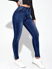 Jeanoix Túi nghiêng Quần jean ôm - Rửa trung bình - Xem 6